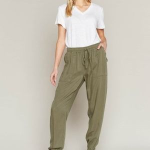 Thread & Supply Army Green Ruched Hem Jogger Pants